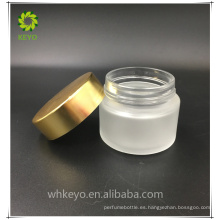 Frasco de vidrio con tapa de metal de tornillo Contenedores de oro vacía para cuidado de la piel